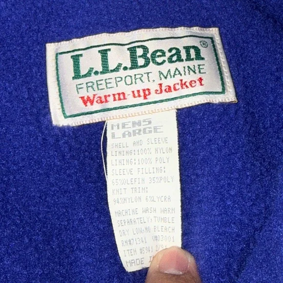 Vintage LL Bean Warm-Up Jacket Mens Large Teal Purple Fleece Lined Made in USA